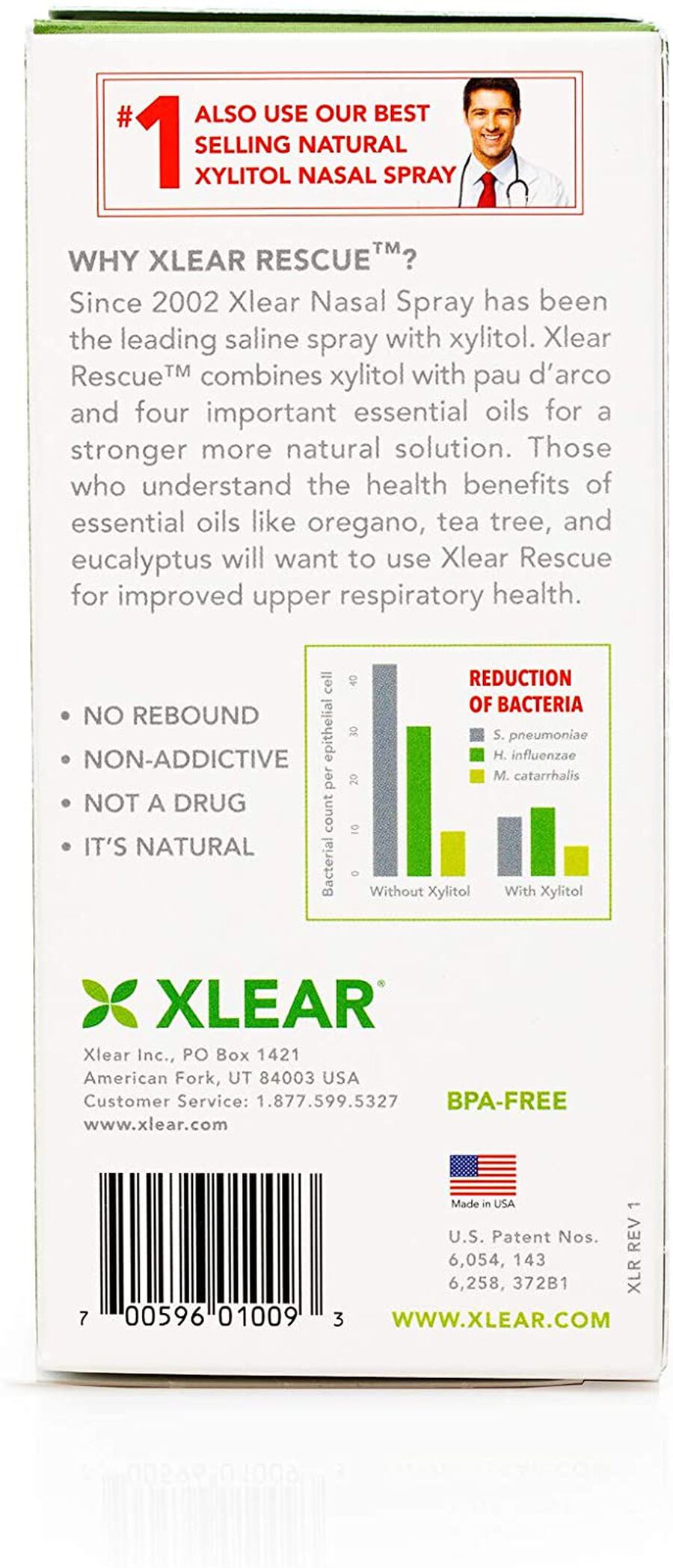 XLEAR Rescue Nasal Spray with Xylitol, Oregano, Eucalyptus, Tea Tree & Parsley Oils